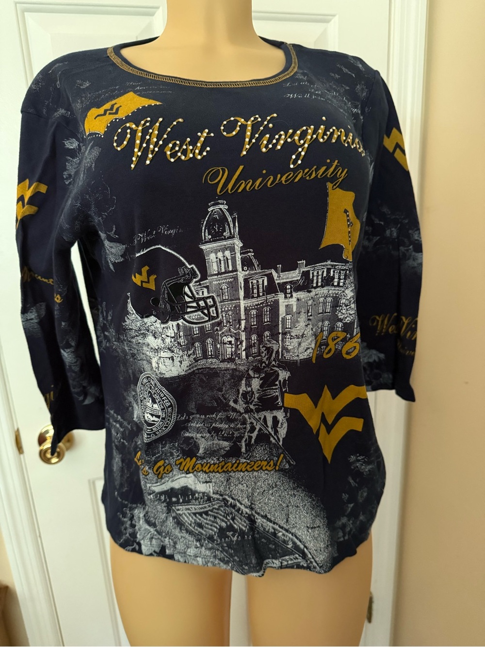 West Virginia University Women’s Long Sleeve Tee - Navy/Gold